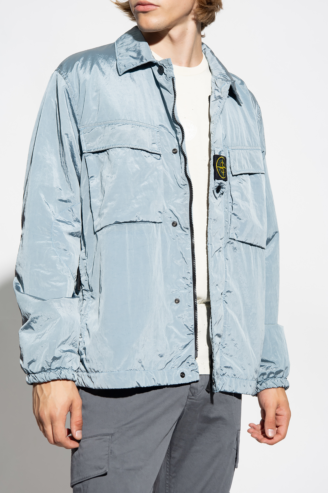 Light blue hotsell stone island overshirt